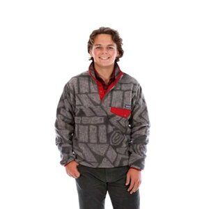 Patagonia Synchilla Pullover Fleece Gray Red Tribal Aztec Mens S Unisex Womens M
